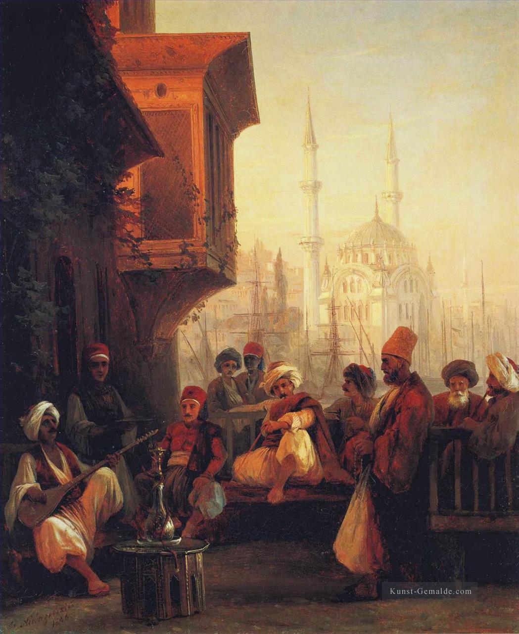 Kaffeehaus an der Ortakoy Moschee in Konstantinopel Ivan Aivazovsky Islamische Ölgemälde
